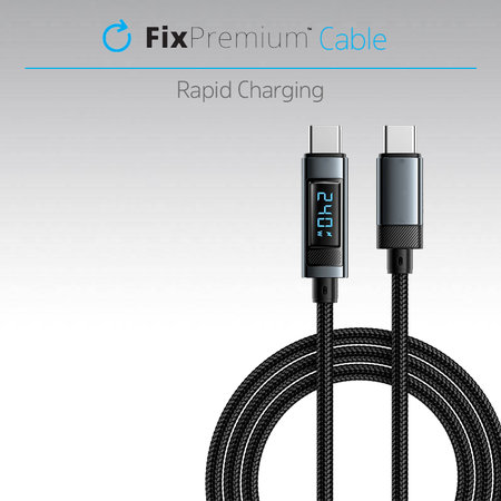 FixPremium - USB-C / USB Kábel s Funkciou Power Delivery (1m), čierna