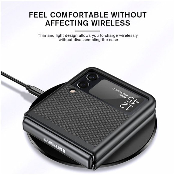 FixPremium - Puzdro Carbon pre Samsung Galaxy Z Flip 4, hnedá