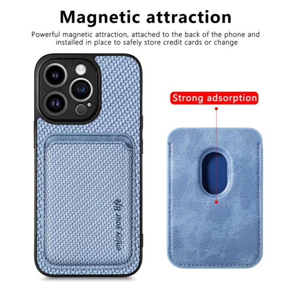 FixPremium - Puzdro Carbon s MagSafe Wallet pre iPhone 12 mini, čierna