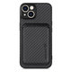 FixPremium - Puzdro Carbon s MagSafe Wallet pre iPhone 13 mini, čierna