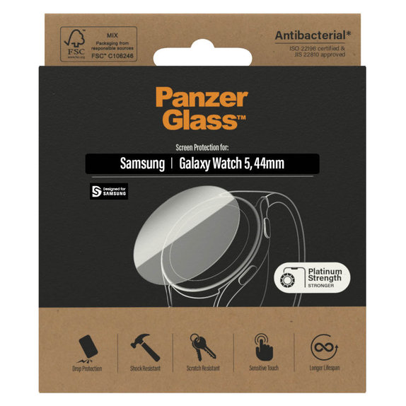 Tvrdené sklo Flat Glass AB pre Samsung Galaxy Watch 5 44 mm, Číra, PanzerGlass