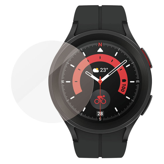 Tvrdené sklo Flat Glass AB pre Samsung Galaxy Watch 5 Pro 45 mm, Číra, PanzerGlass