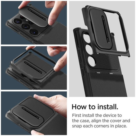 Spigen - Puzdro Optik Armor pre Samsung Galaxy S23 Ultra, čierna