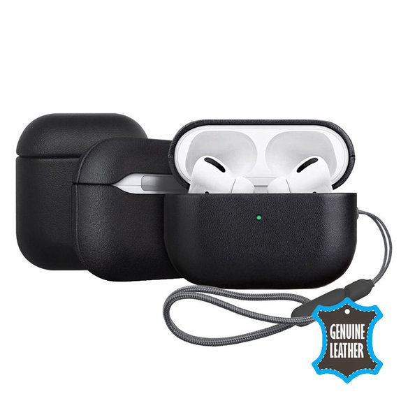 FixPremium - Kožené Puzdro pre AirPods Pro 2, čierna