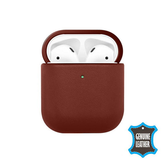 FixPremium - Kožené Puzdro pre AirPods 1 a 2, hnedá