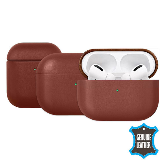 FixPremium - Kožené Puzdro pre AirPods 1 a 2, hnedá