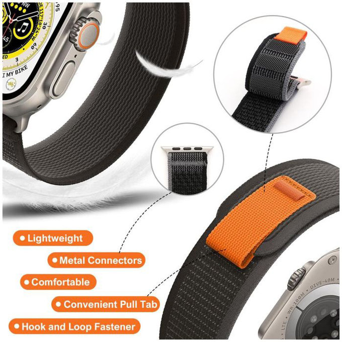 FixPremium - Remienok Trail Loop pre Apple Watch (42, 44, 45 a 49mm), čierna