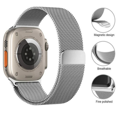 FixPremium - Remienok Milanese Loop pre Apple Watch (42, 44, 45 a 49mm), čierna