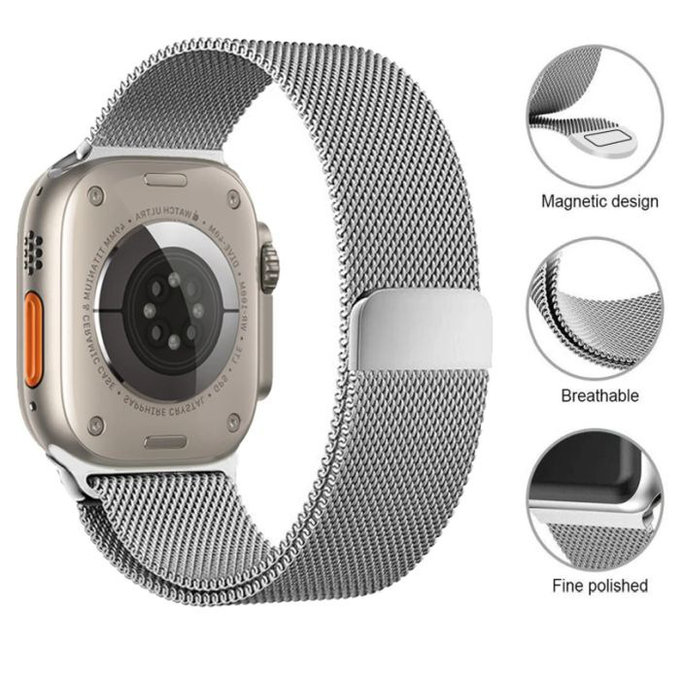 FixPremium - Remienok Milanese Loop pre Apple Watch (42, 44, 45 a 49mm), čierna