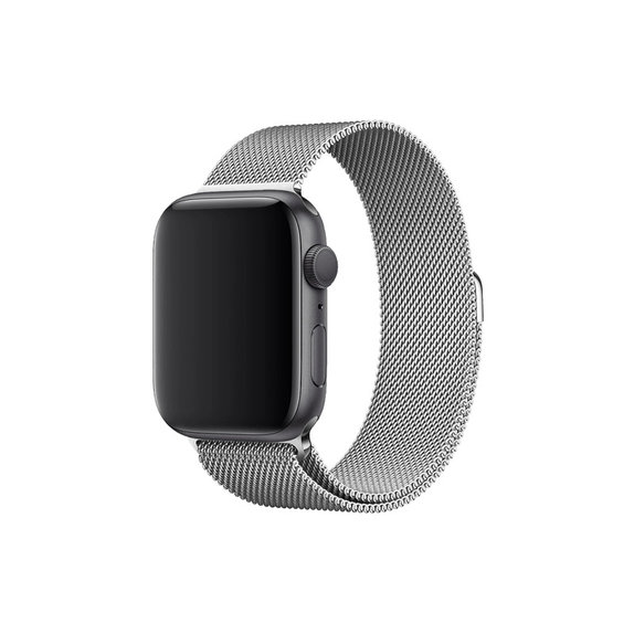FixPremium - Remienok Milanese Loop pre Apple Watch (42, 44, 45 a 49mm), strieborná