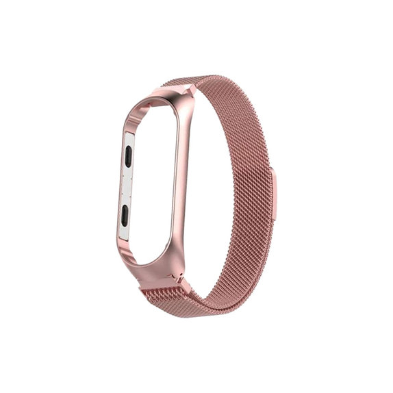 FixPremium - Remienok Milanese Loop pre Xiaomi Mi Band (5/6/7/7 NFC), rose gold