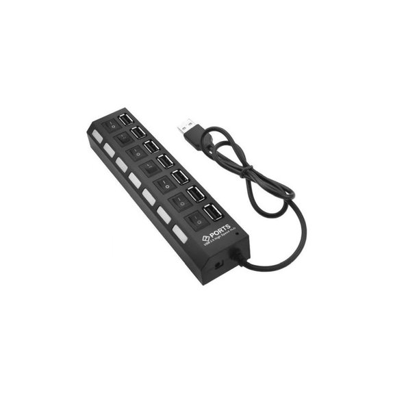 FixPremium - USB Hub s Vypínačom pre 7 USB, čierna