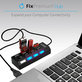 FixPremium - USB Hub s Vypínačom pre 4 USB, čierna
