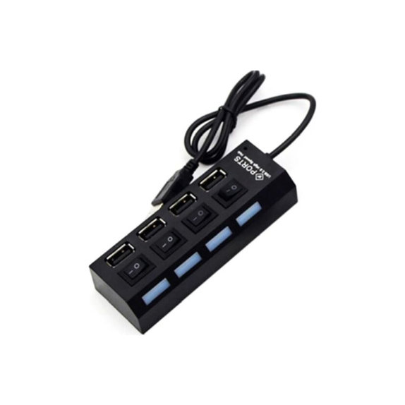 FixPremium - USB Hub s Vypínačom pre 4 USB, čierna