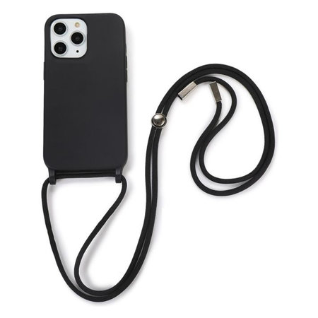 FixPremium - Silikónové Puzdro so Šnúrkou pre iPhone 11 Pro Max, čierna