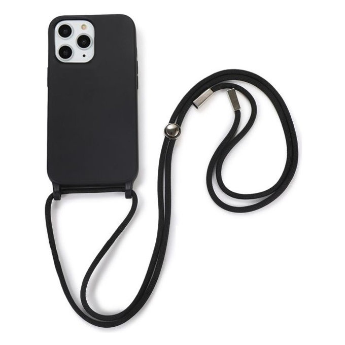 FixPremium - Silikónové Puzdro so Šnúrkou pre iPhone 11 Pro Max, čierna