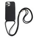 FixPremium - Silikónové Puzdro so Šnúrkou pre iPhone 12 a 12 Pro, čierna