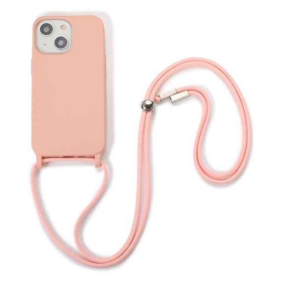 FixPremium - Silikónové Puzdro so Šnúrkou pre iPhone 14 Plus, ružová