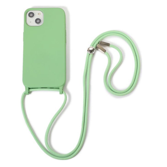 FixPremium - Silikónové Puzdro so Šnúrkou pre iPhone 13 a 14, zelená