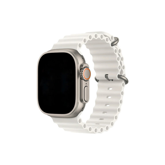 FixPremium - Remienok Ocean Loop pre Apple Watch (42, 44, 45 a 49mm), biela