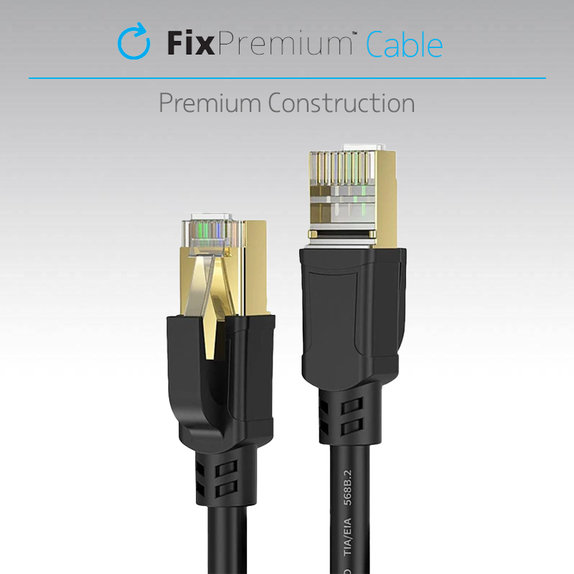 FixPremium - Sieťový Kábel - RJ45 / RJ45 (1m), čierna