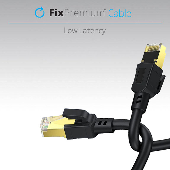 FixPremium - Sieťový Kábel - RJ45 / RJ45 (1m), čierna