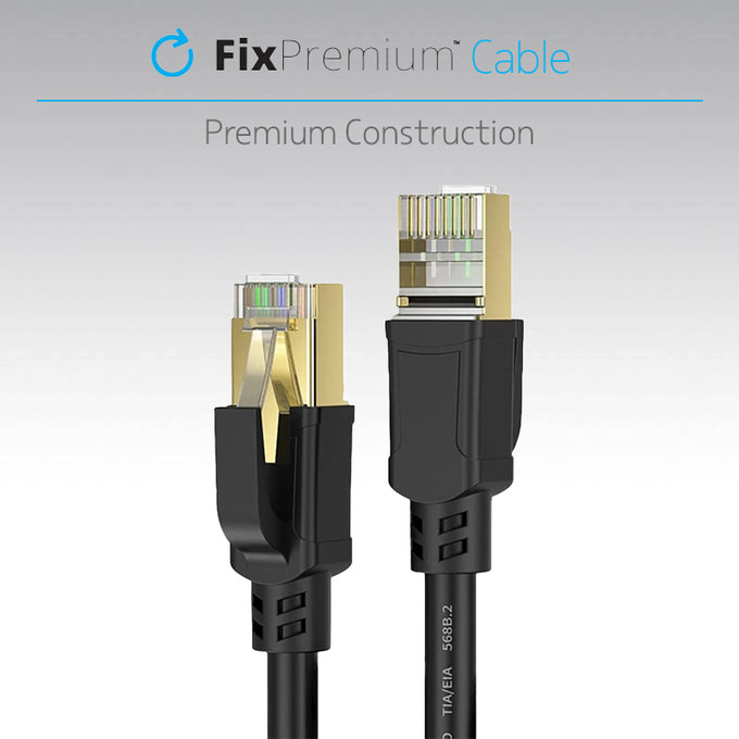 FixPremium - Sieťový Kábel - RJ45 / RJ45 (2m), čierna