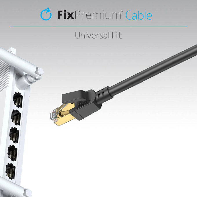 FixPremium - Sieťový Kábel - RJ45 / RJ45 (2m), čierna