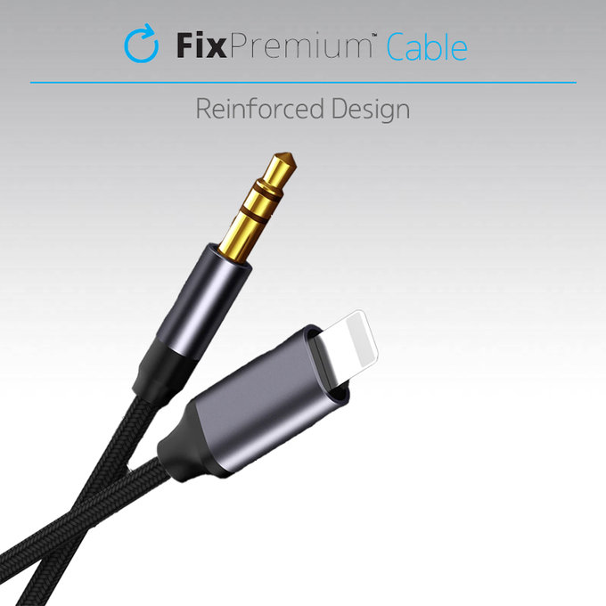 FixPremium - Lightning / Jack 3.5mm Kábel (1m), čierna
