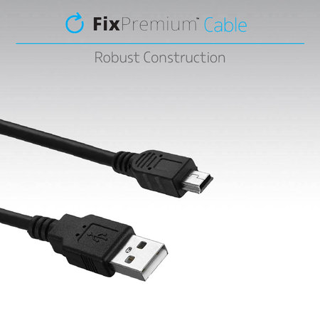 FixPremium - Mini-USB / USB Kábel (1m), čierna