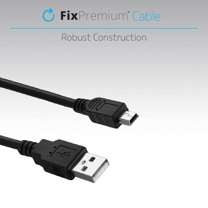 FixPremium - Mini-USB / USB Kábel (1m), čierna