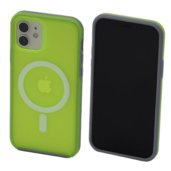 FixPremium - Puzdro Clear s MagSafe pre iPhone 12 a 12 Pro, neon green