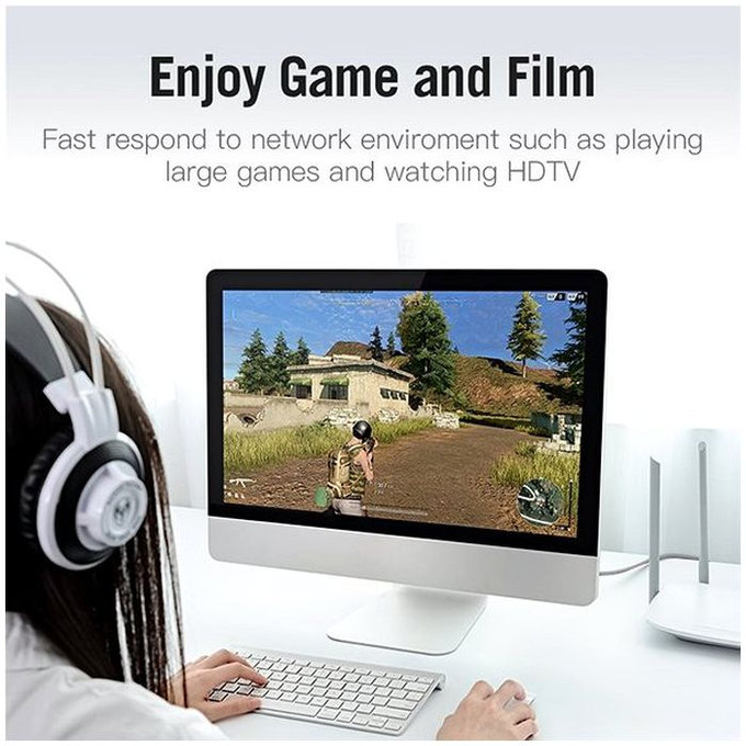 Vention - Sieťový Kábel - RJ45 / RJ45 (10m), čierna