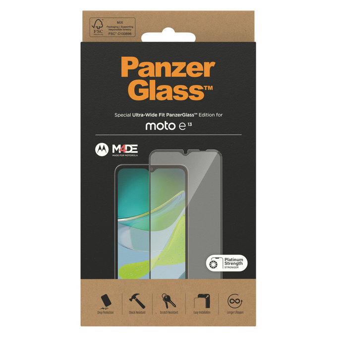 Tvrdené sklo UWF pre Motorola Moto E13, Čierna, PanzerGlass