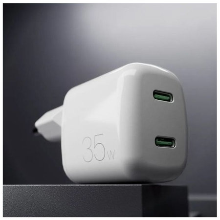 PURO - Nabíjací adaptér MiniPro 2x USB-C, GaN, 35W, biela