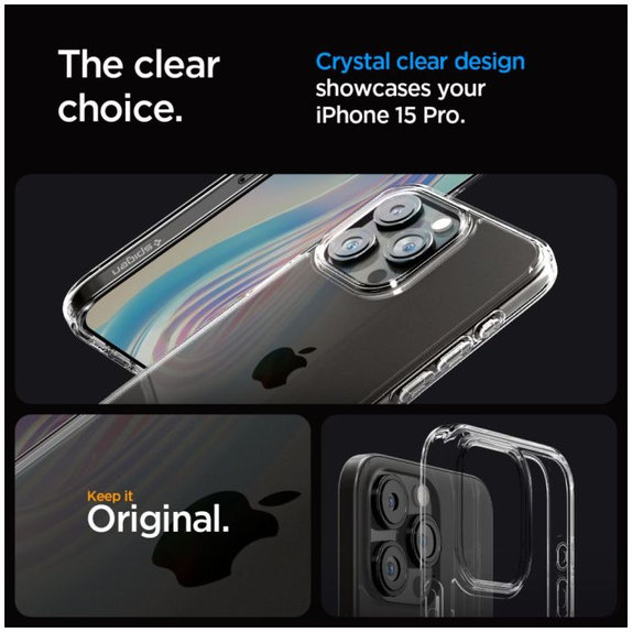 Spigen - Puzdro Ultra Hybrid pre iPhone 15 Pro, Crystal Clear