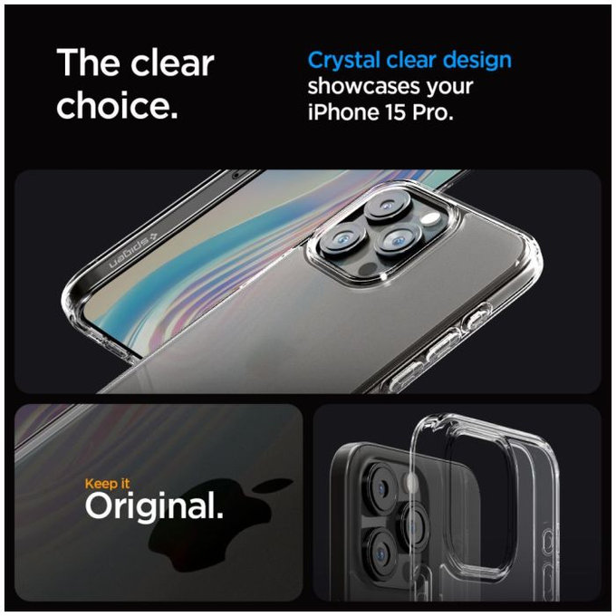 Spigen - Puzdro Ultra Hybrid pre iPhone 15 Pro, Frost Clear