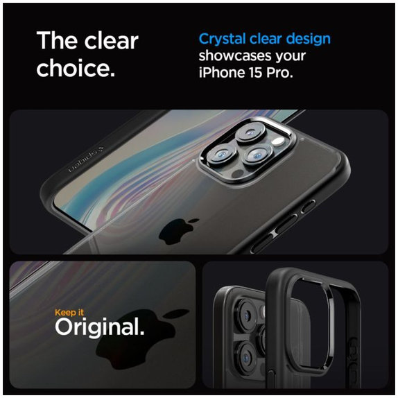 Spigen - Puzdro Ultra Hybrid pre iPhone 15 Pro, Matte Black