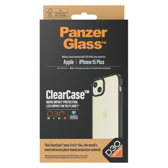 Puzdro ClearCase D3O pre iPhone 15 Plus, Čierna, PanzerGlass