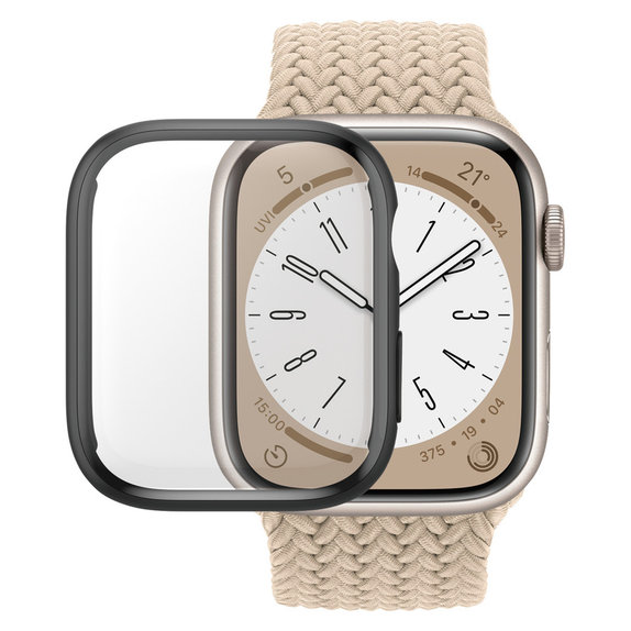 Tvrdené sklo Full Body D3O pre Apple Watch 9/8/7 45 mm, Čierna, PanzerGlass