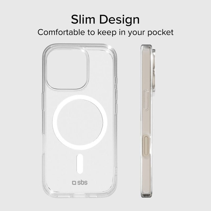 SBS - Puzdro Light Mag s MagSafe pre iPhone 15 Pro, transparentná