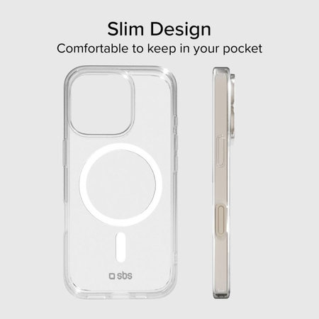 SBS - Puzdro Light Mag s MagSafe pre iPhone 15 Pro Max, transparentná