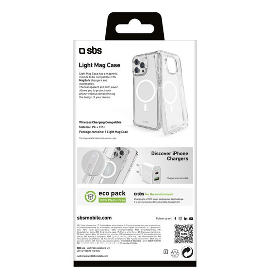 SBS - Puzdro Light Mag s MagSafe pre iPhone 15 Pro Max, transparentná