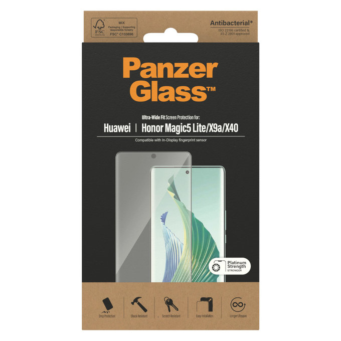 Tvrdené sklo UWF pre Honor Magic5 Lite, Čierna, PanzerGlass