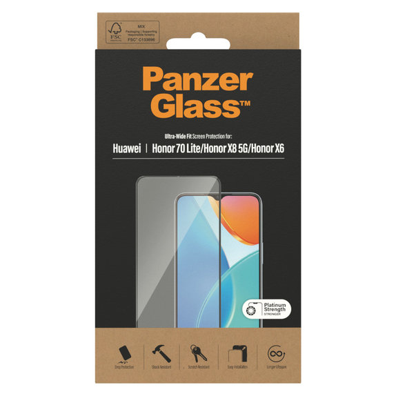 Tvrdené sklo UWF pre Honor 70 Lite, Čierna, PanzerGlass