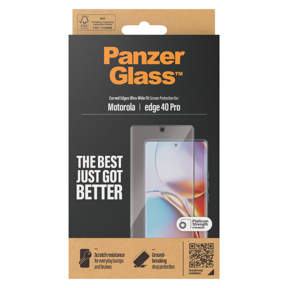 Tvrdené sklo UWF pre Motorola Edge 40 Pro, Čierna, PanzerGlass
