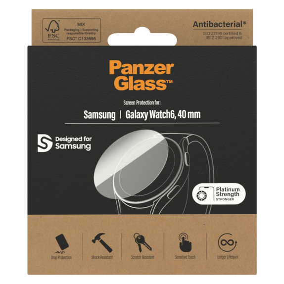 Tvrdené sklo Flat Glass AB pre Samsung Galaxy Watch6 40 mm, Číra, PanzerGlass