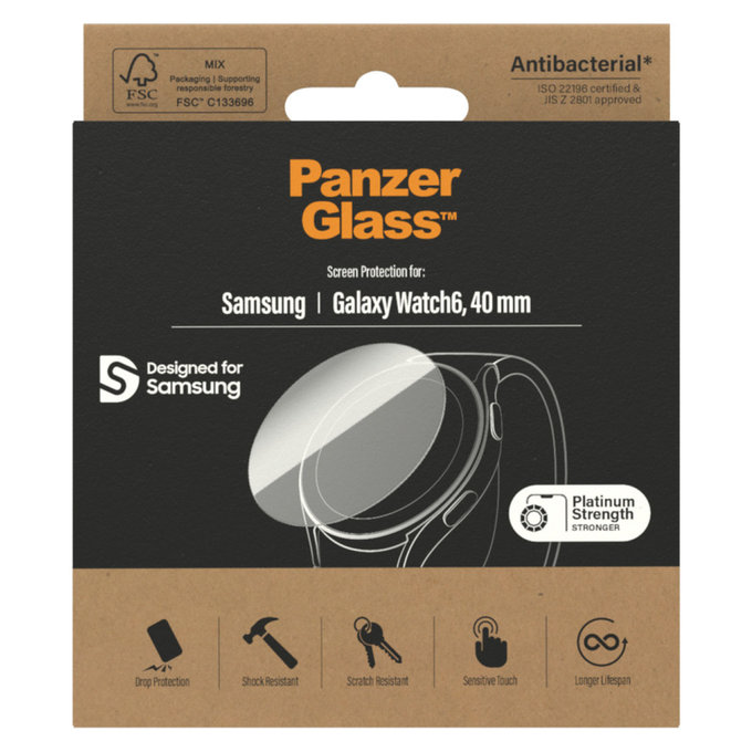 Tvrdené sklo Flat Glass AB pre Samsung Galaxy Watch6 40 mm, Číra, PanzerGlass