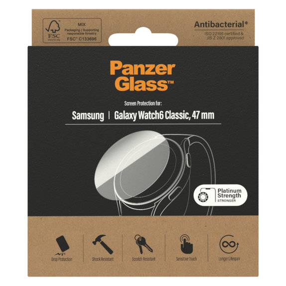 Tvrdené sklo Flat Glass AB pre Samsung Galaxy Watch6 47 mm, Číra, PanzerGlass