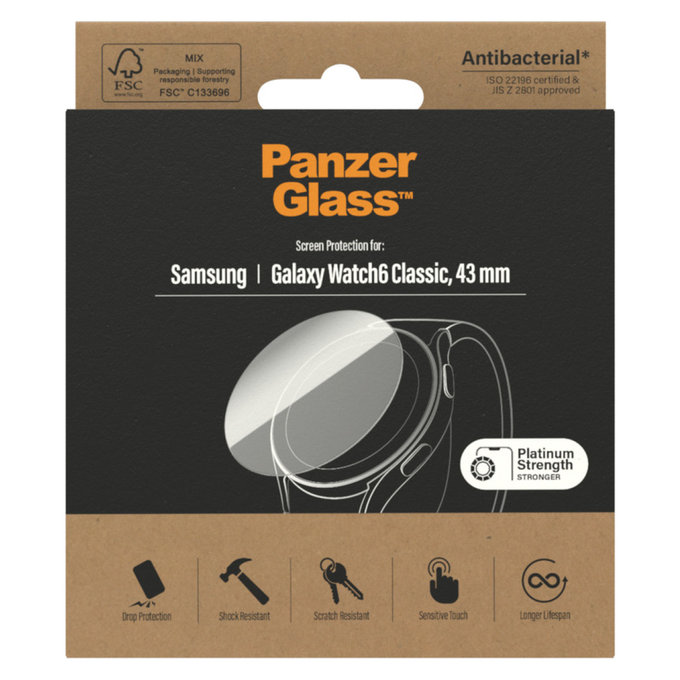 Tvrdené sklo Flat Glass AB pre Samsung Galaxy Watch6 43 mm, Číra, PanzerGlass